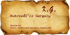 Kutrovácz Gergely névjegykártya